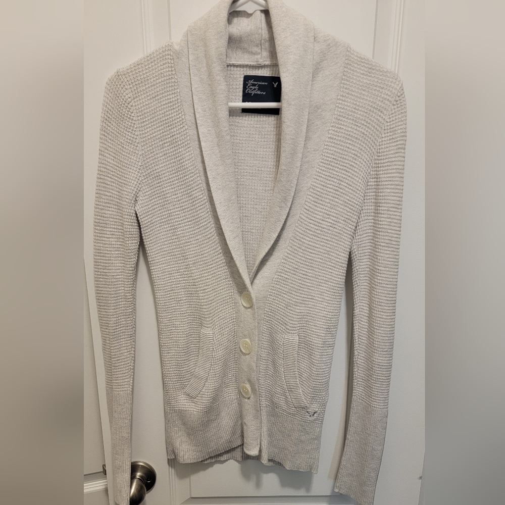 American Eagle Outfitters Cream Knit Cardigan